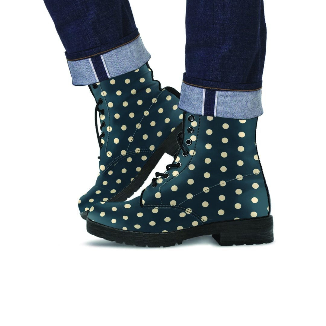 Vintage Black Tiny Polka Dot Men's Boots-grizzshop