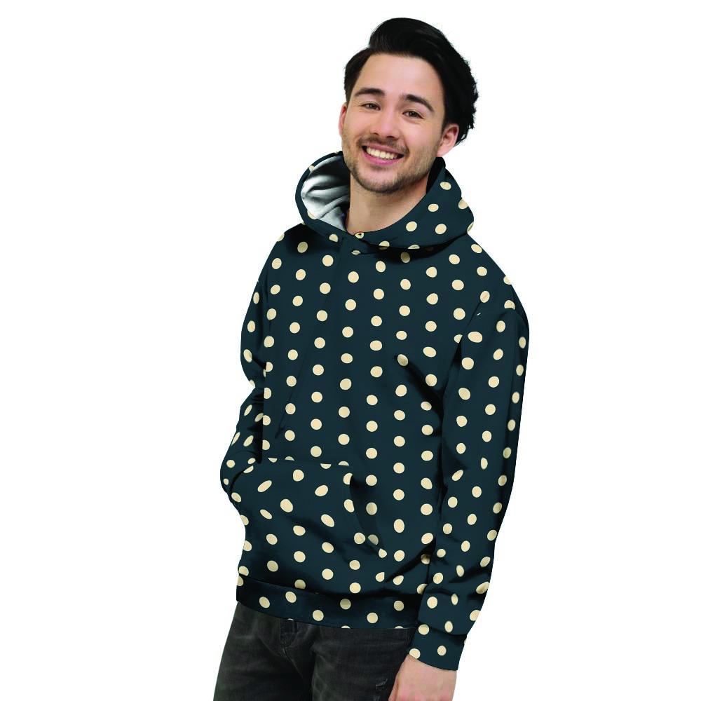 Vintage Black Tiny Polka Dot Men's Hoodie-grizzshop