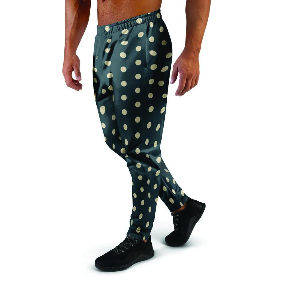 Vintage Black Tiny Polka Dot Men's Joggers-grizzshop