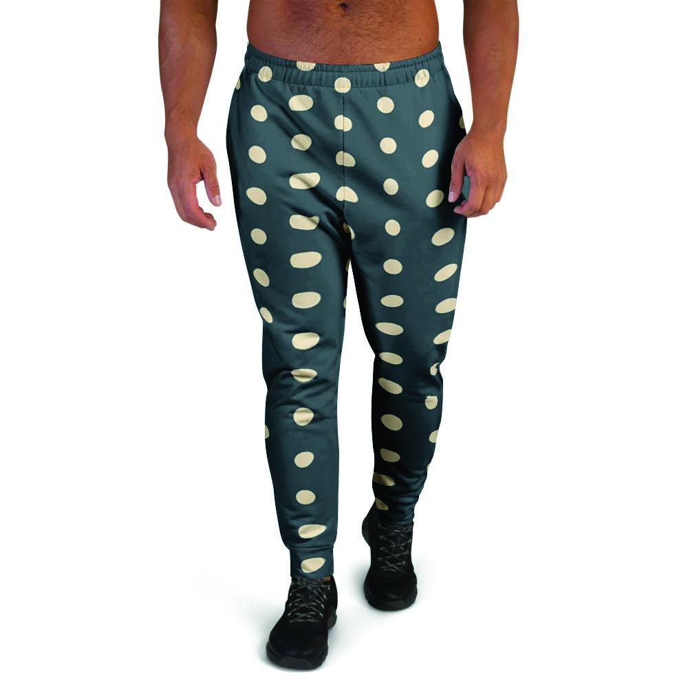 Vintage Black Tiny Polka Dot Men's Joggers-grizzshop