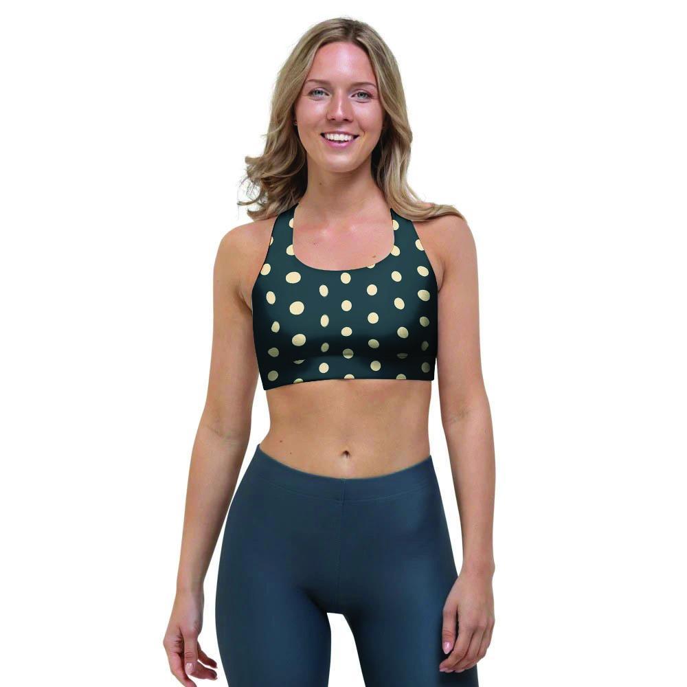 Vintage Black Tiny Polka Dot Sports Bra-grizzshop