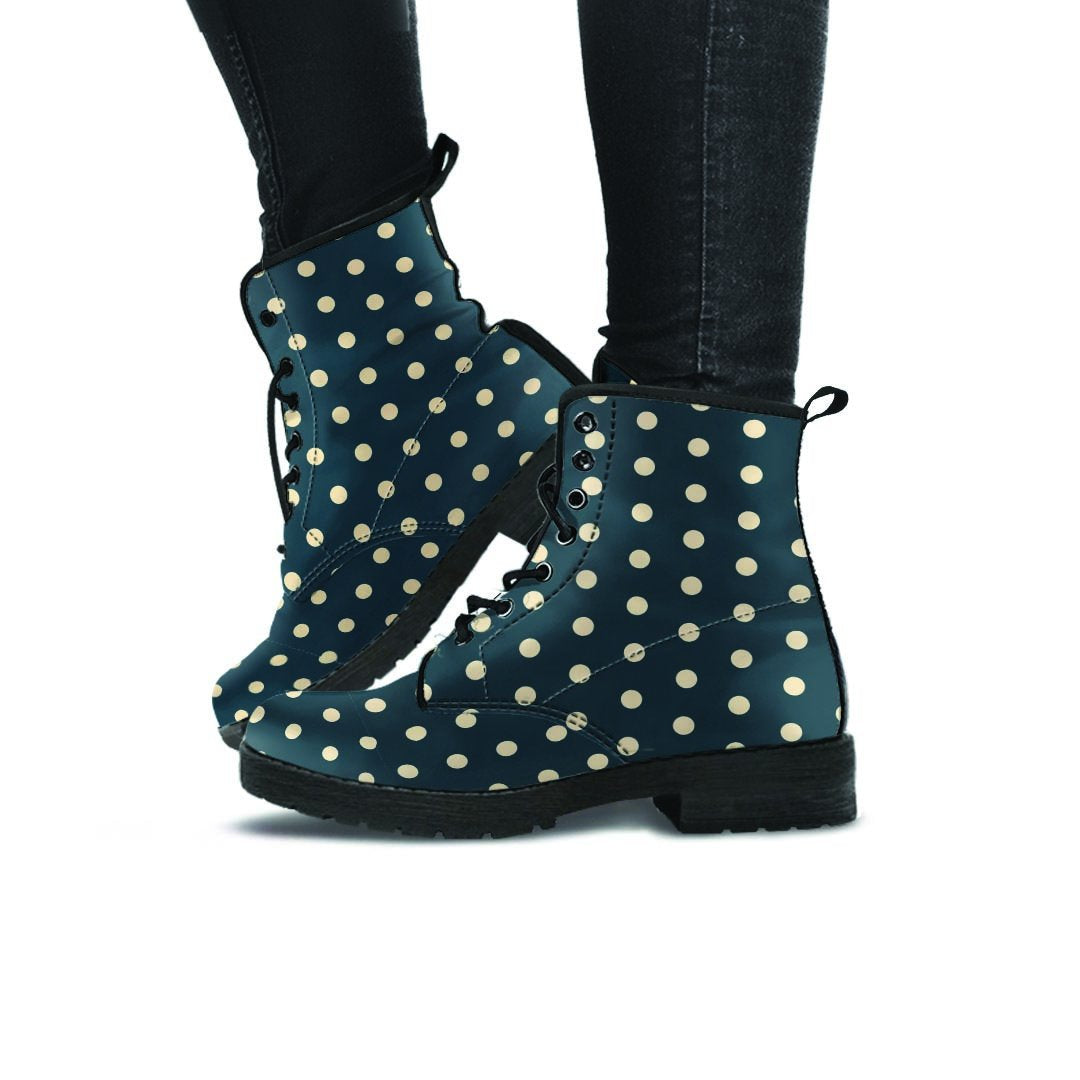 Vintage Black Tiny Polka Dot Women's Boots-grizzshop