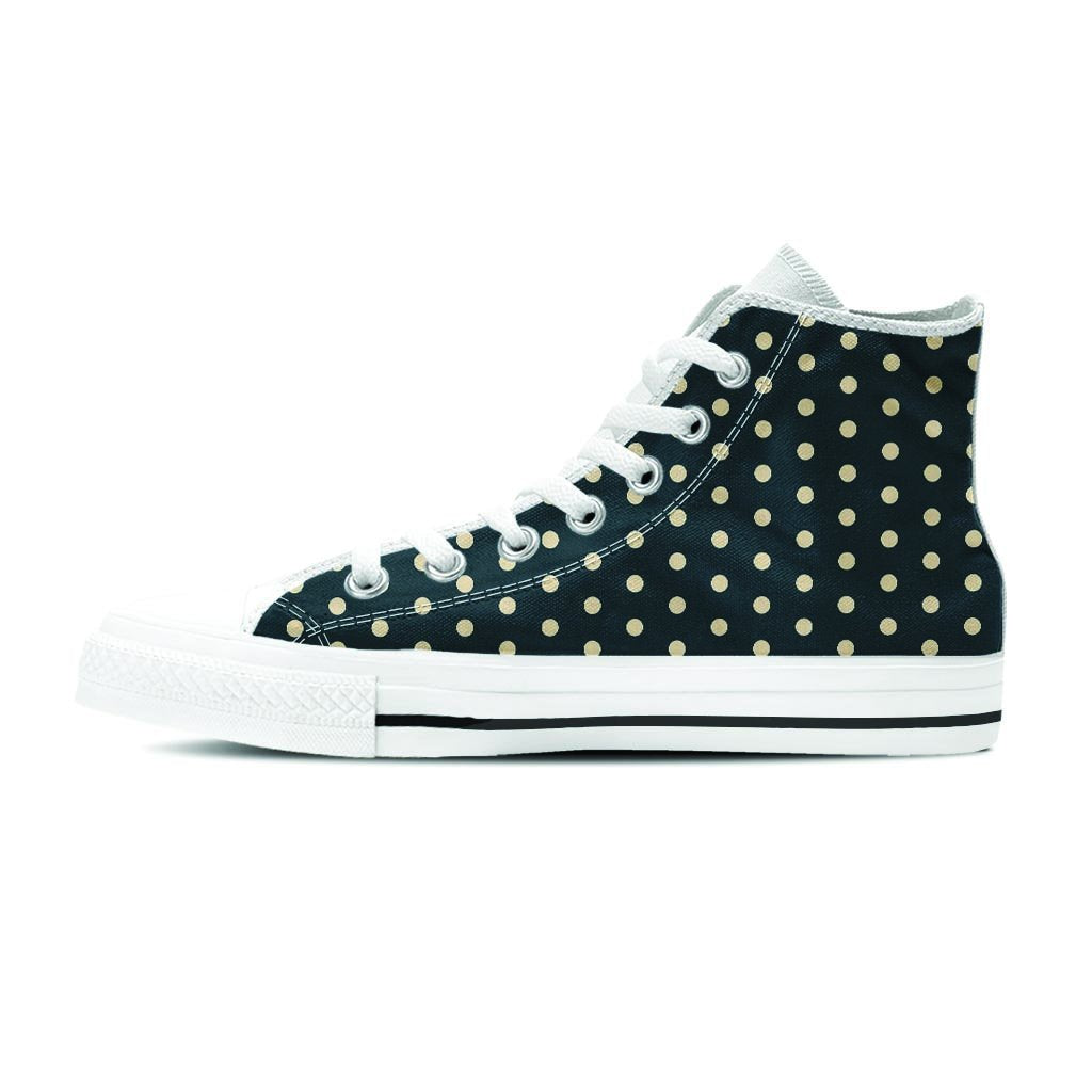 Vintage Black Tiny Polka Dot Women's High Top Shoes-grizzshop