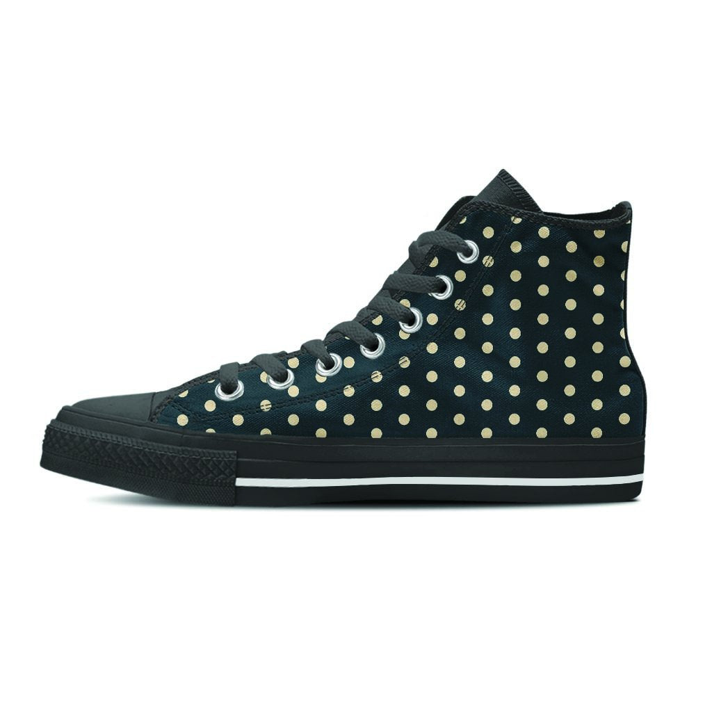 Vintage Black Tiny Polka Dot Women's High Top Shoes-grizzshop