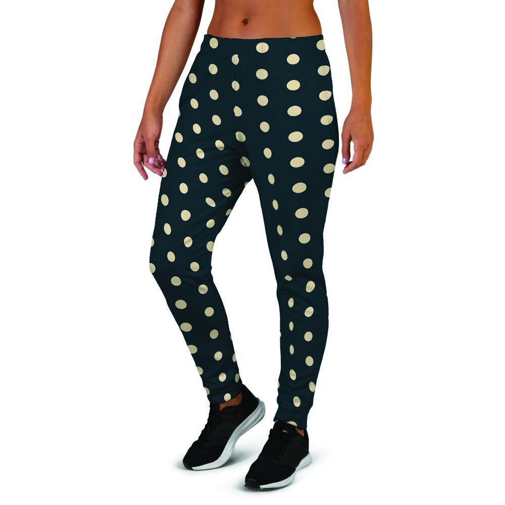 Vintage Black Tiny Polka Dot Women's Joggers-grizzshop