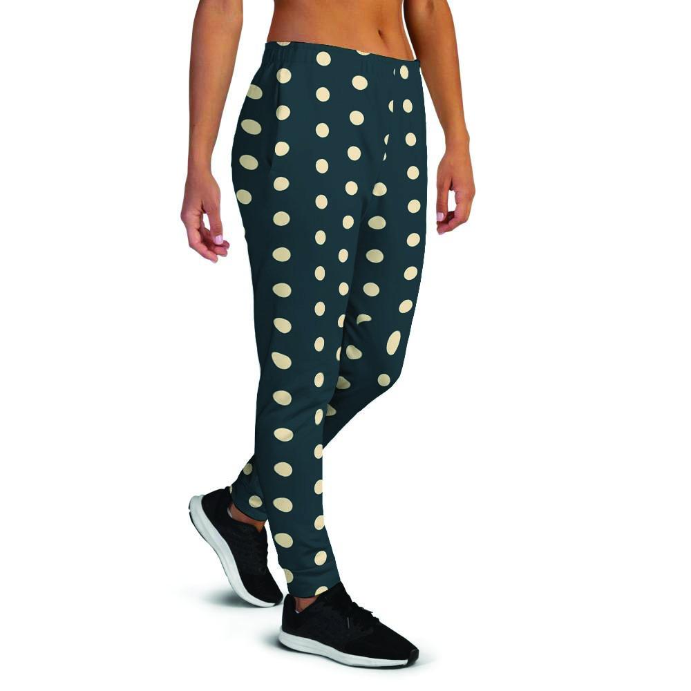 Vintage Black Tiny Polka Dot Women's Joggers-grizzshop