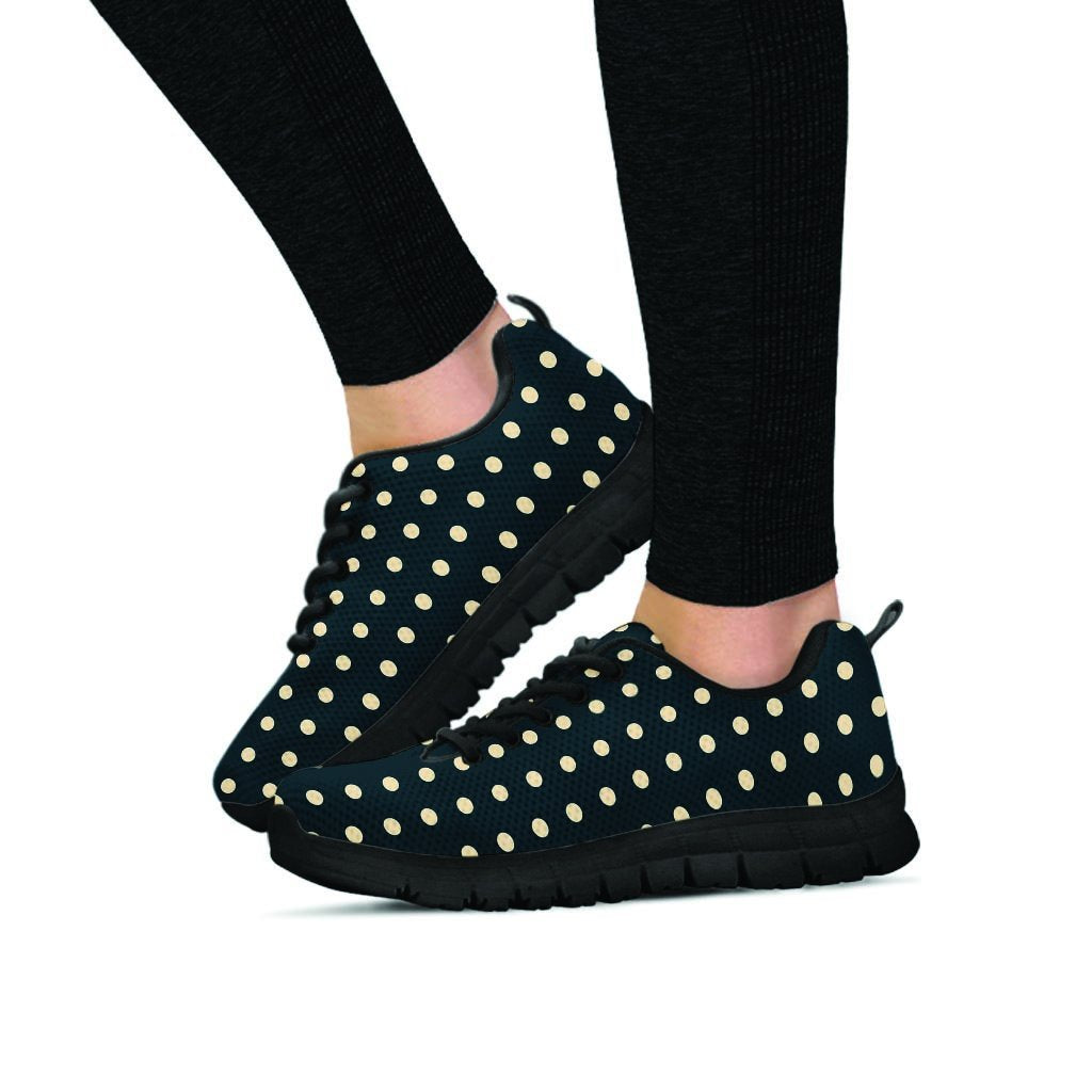 Vintage Black Tiny Polka Dot Women's Sneakers-grizzshop