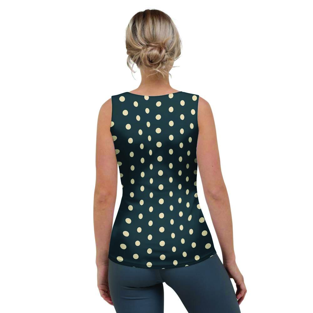 Vintage Black Tiny Polka Dot Women's Tank Top-grizzshop
