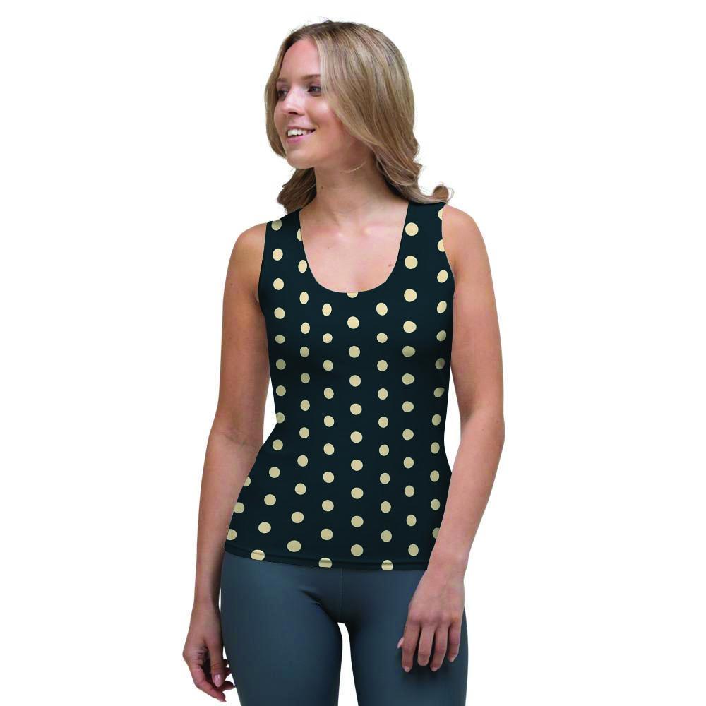 Vintage Black Tiny Polka Dot Women's Tank Top-grizzshop