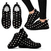 Vintage Black White Polka dot Pattern Print Black Sneaker Shoes For Men Women-grizzshop