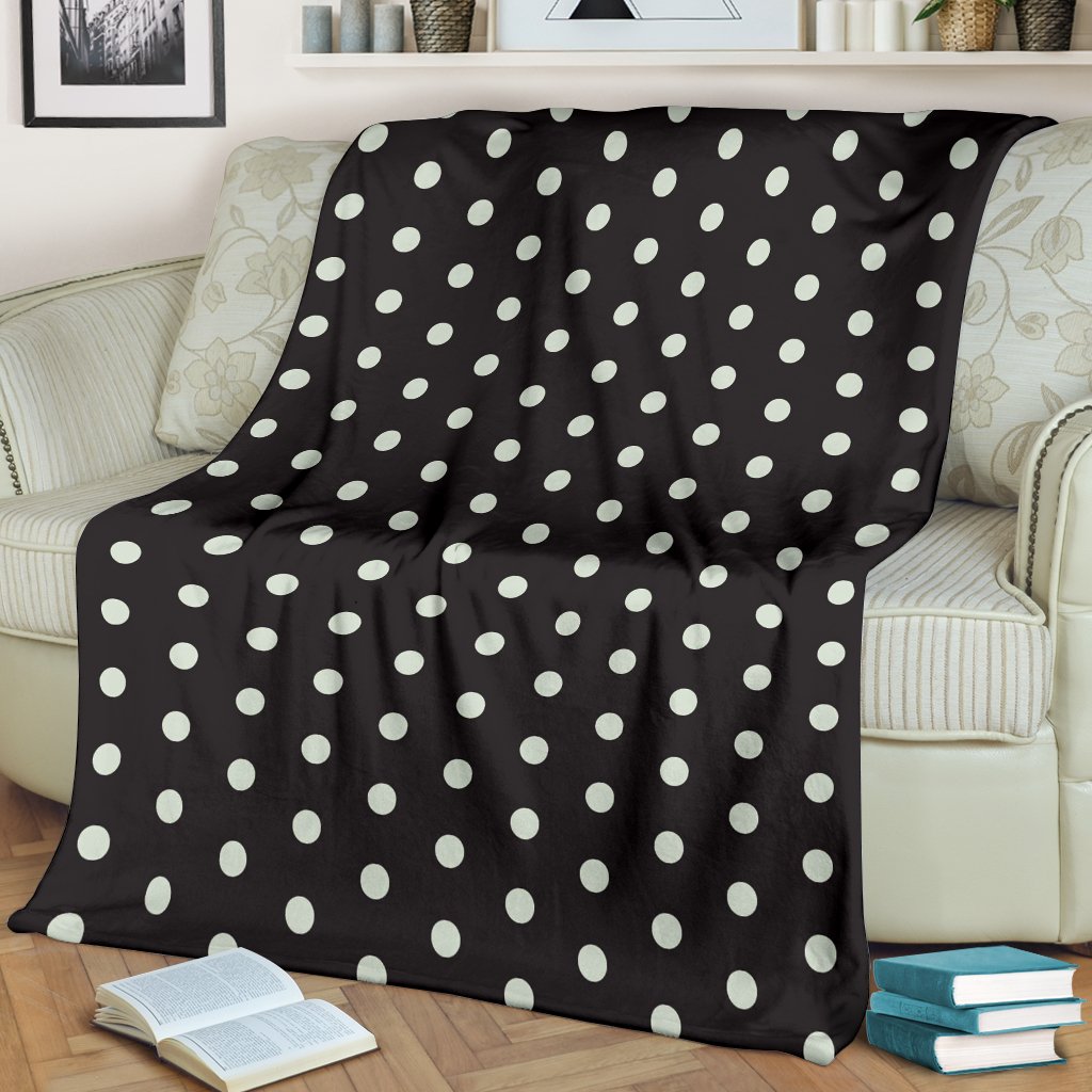 Vintage Black White Polka dot Pattern Print Blanket-grizzshop
