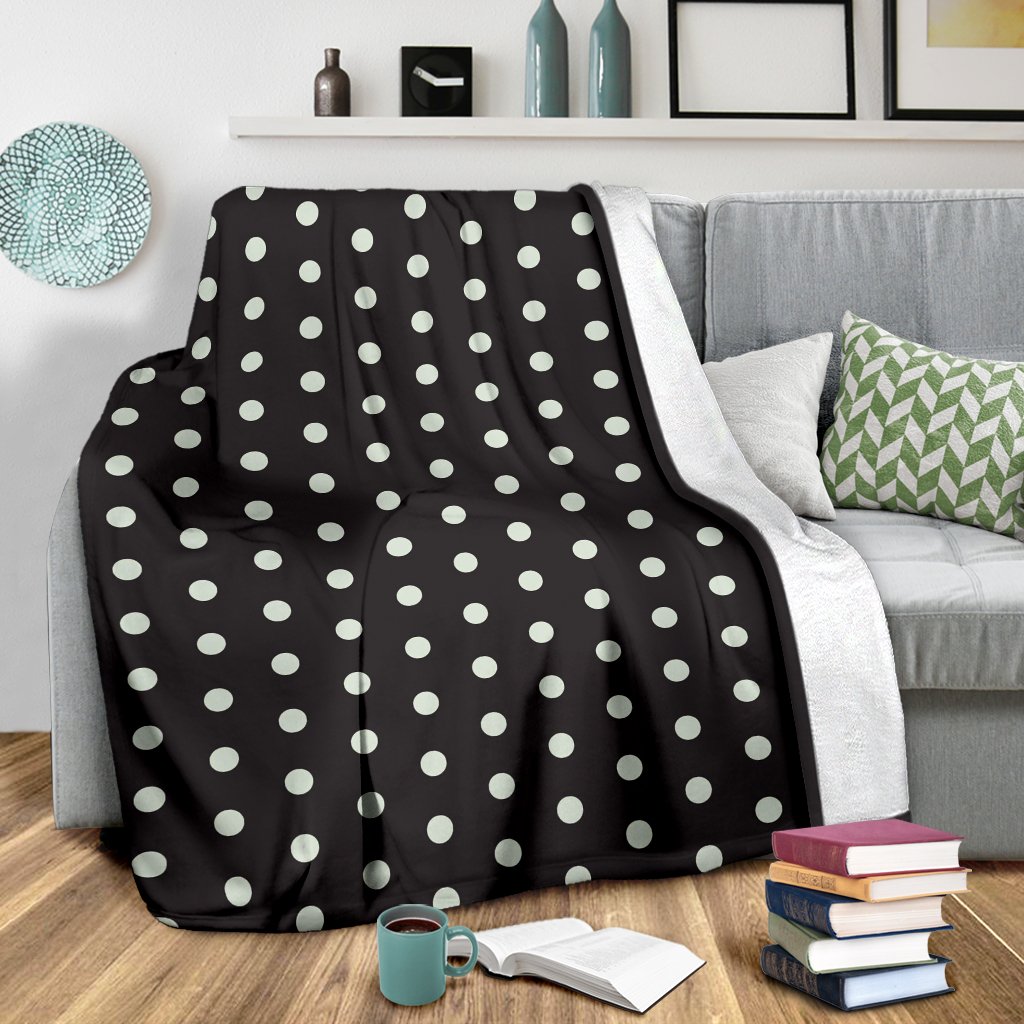 Vintage Black White Polka dot Pattern Print Blanket-grizzshop