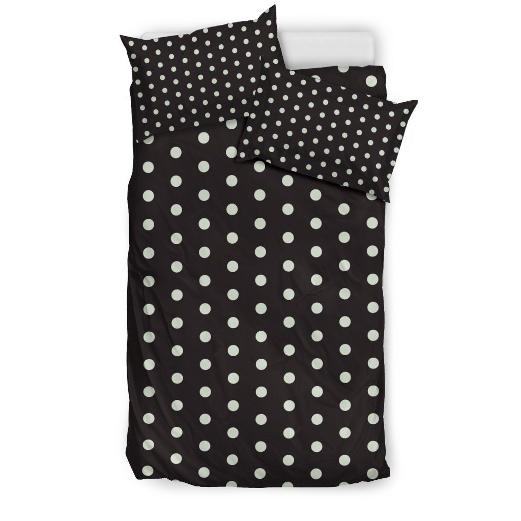Vintage Black White Polka dot Pattern Print Duvet Cover Bedding Set-grizzshop
