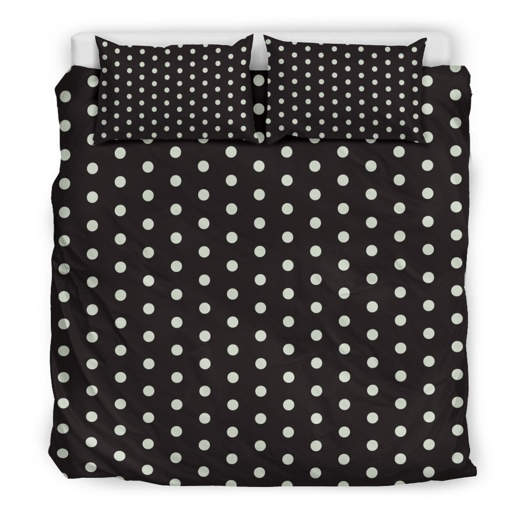 Vintage Black White Polka dot Pattern Print Duvet Cover Bedding Set-grizzshop