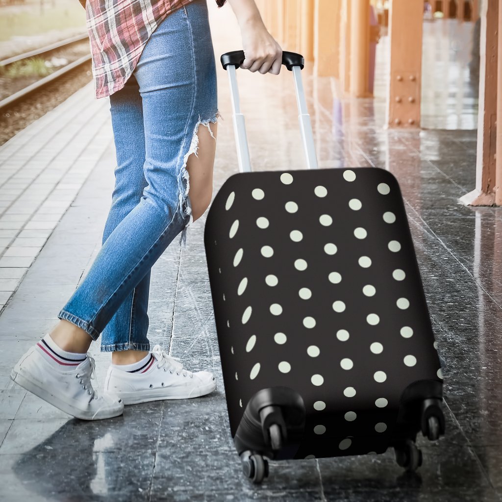 Vintage Black White Polka dot Pattern Print Luggage Cover Protector-grizzshop