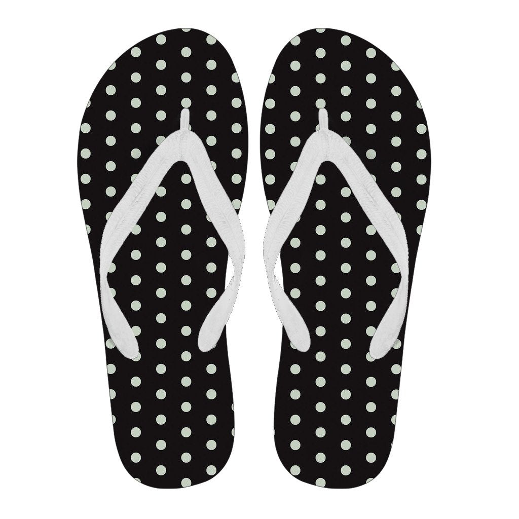 Vintage Black White Polka dot Pattern Print Men & Women Flip Flops-grizzshop