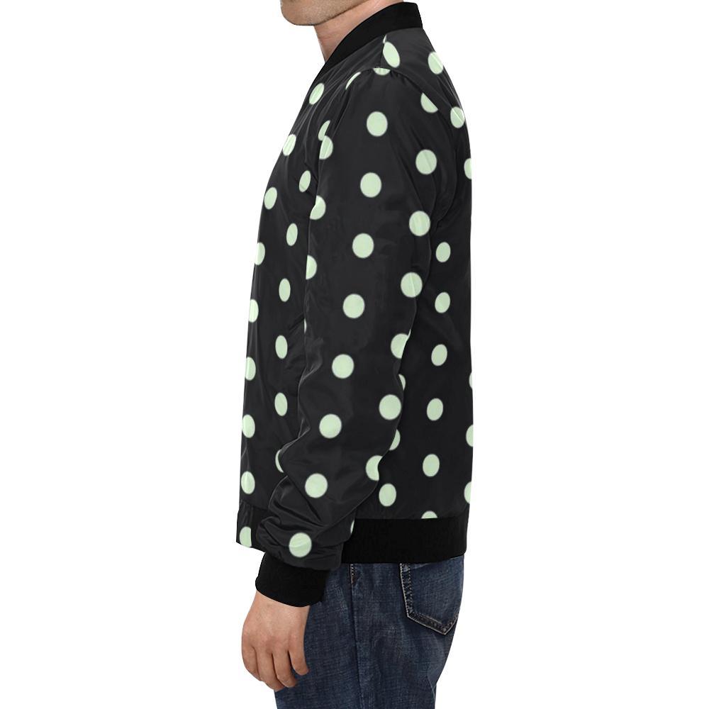 Vintage Black White Polka dot Pattern Print Men's Bomber Jacket-grizzshop