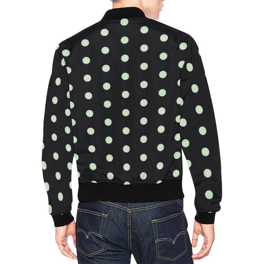 Vintage Black White Polka dot Pattern Print Men's Bomber Jacket-grizzshop