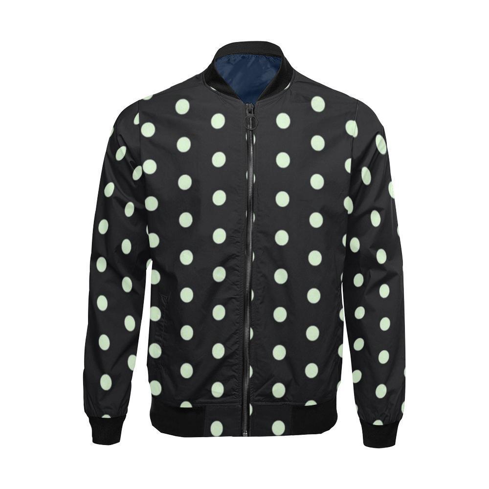 Vintage Black White Polka dot Pattern Print Men's Bomber Jacket-grizzshop