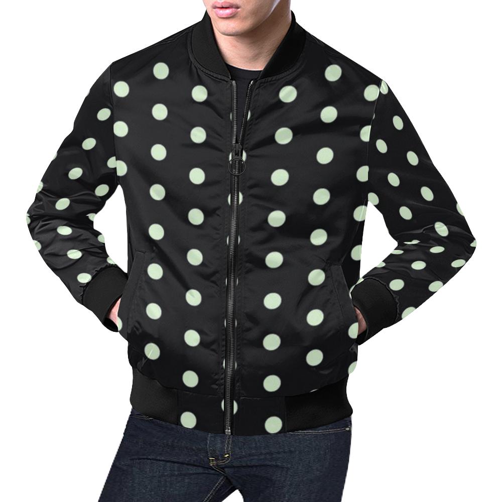 Vintage Black White Polka dot Pattern Print Men's Bomber Jacket-grizzshop