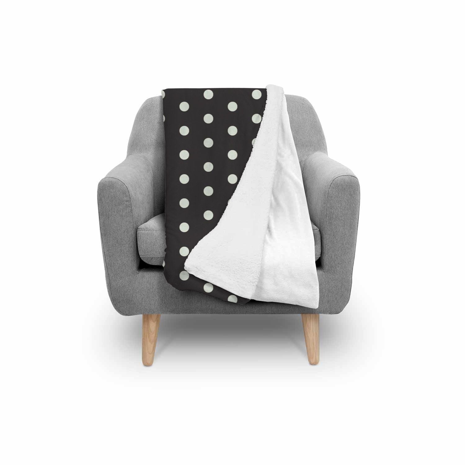 Vintage Black White Polka dot Pattern Print Throw Blanket-grizzshop