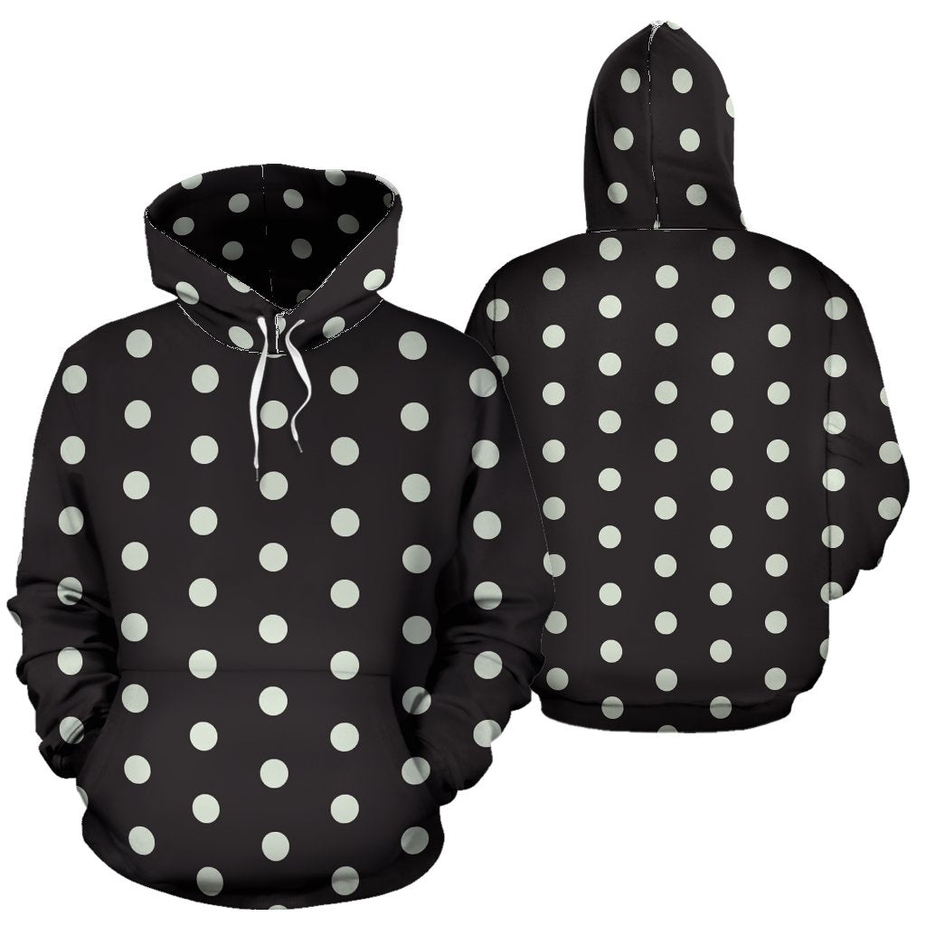 Vintage Black White Polka dot Pattern Print Women Men Pullover Hoodie-grizzshop