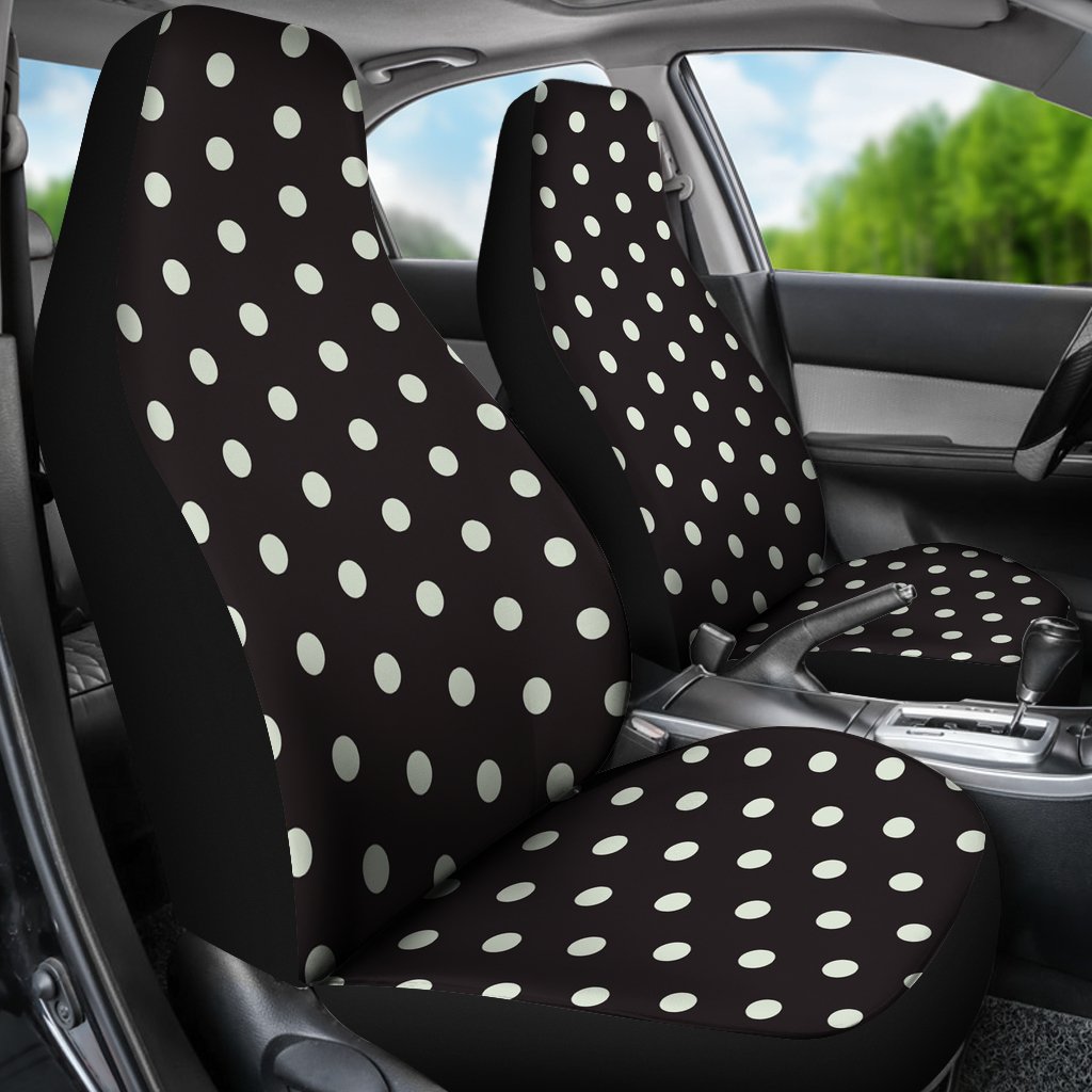 Vintage Black White Polka dot Universal Fit Car Seat Cover-grizzshop