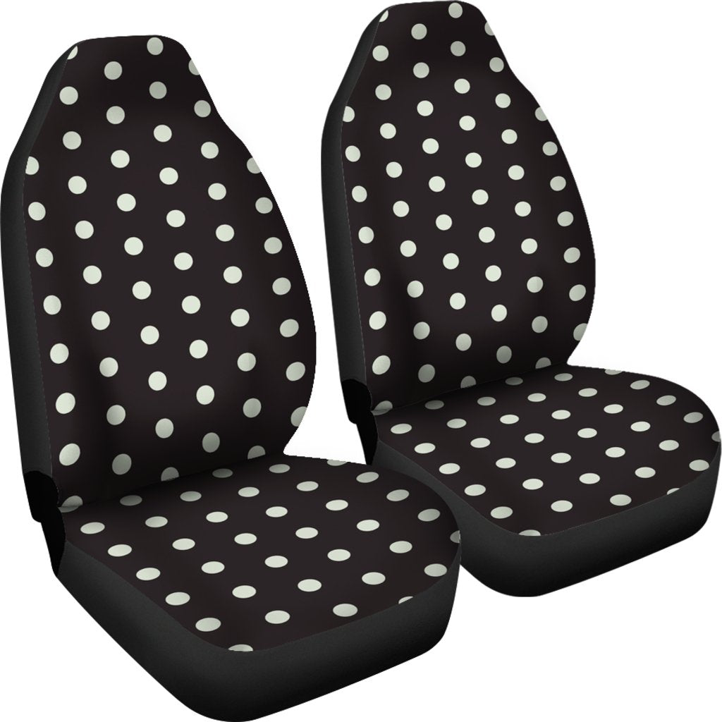 Vintage Black White Polka dot Universal Fit Car Seat Cover-grizzshop