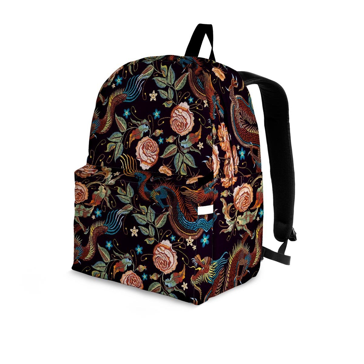 Vintage Chinese Dragon Floral Print Backpack-grizzshop