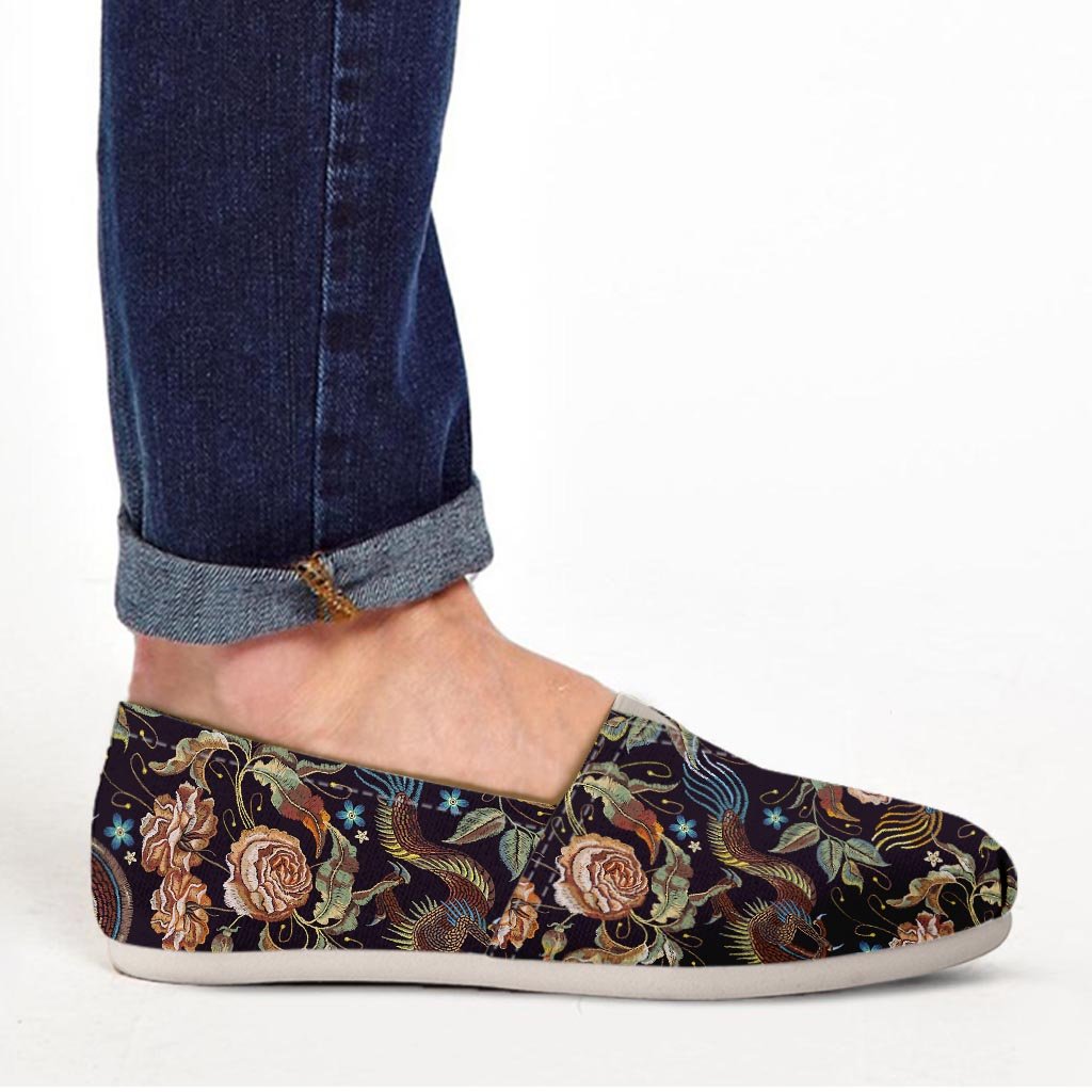 Vintage Chinese Dragon Floral Print Canvas Shoes-grizzshop