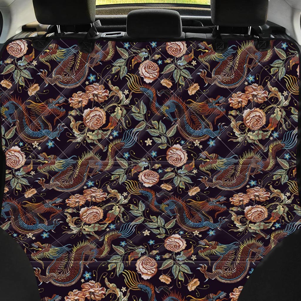 Vintage Chinese Dragon Floral Print Pet Car Seat Cover-grizzshop