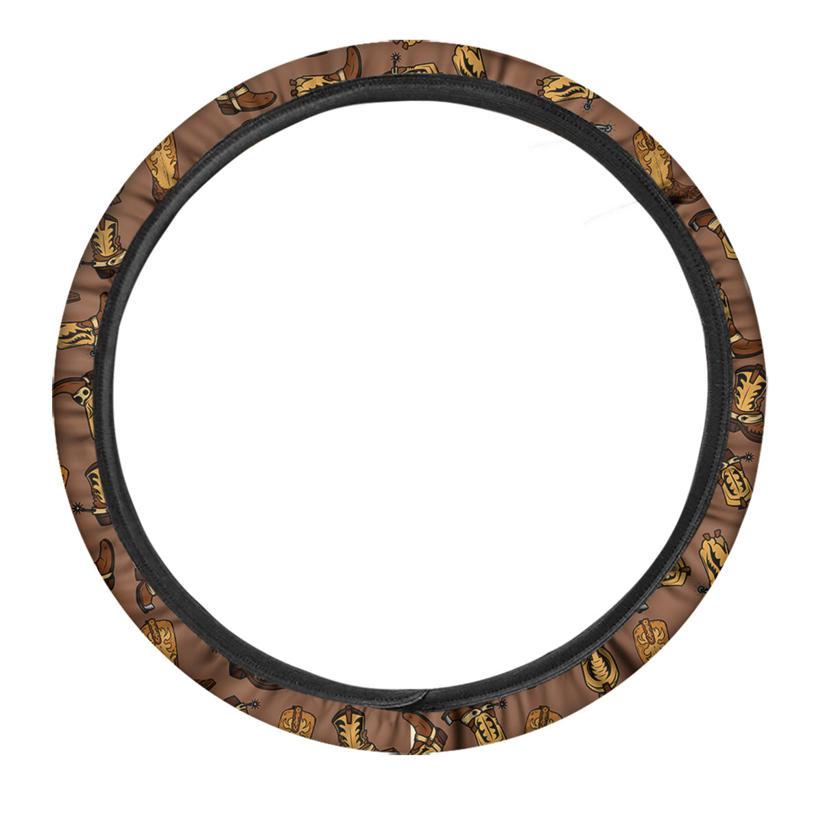 Vintage Cowboy Boots Print Pattern Car Steering Wheel Cover-grizzshop