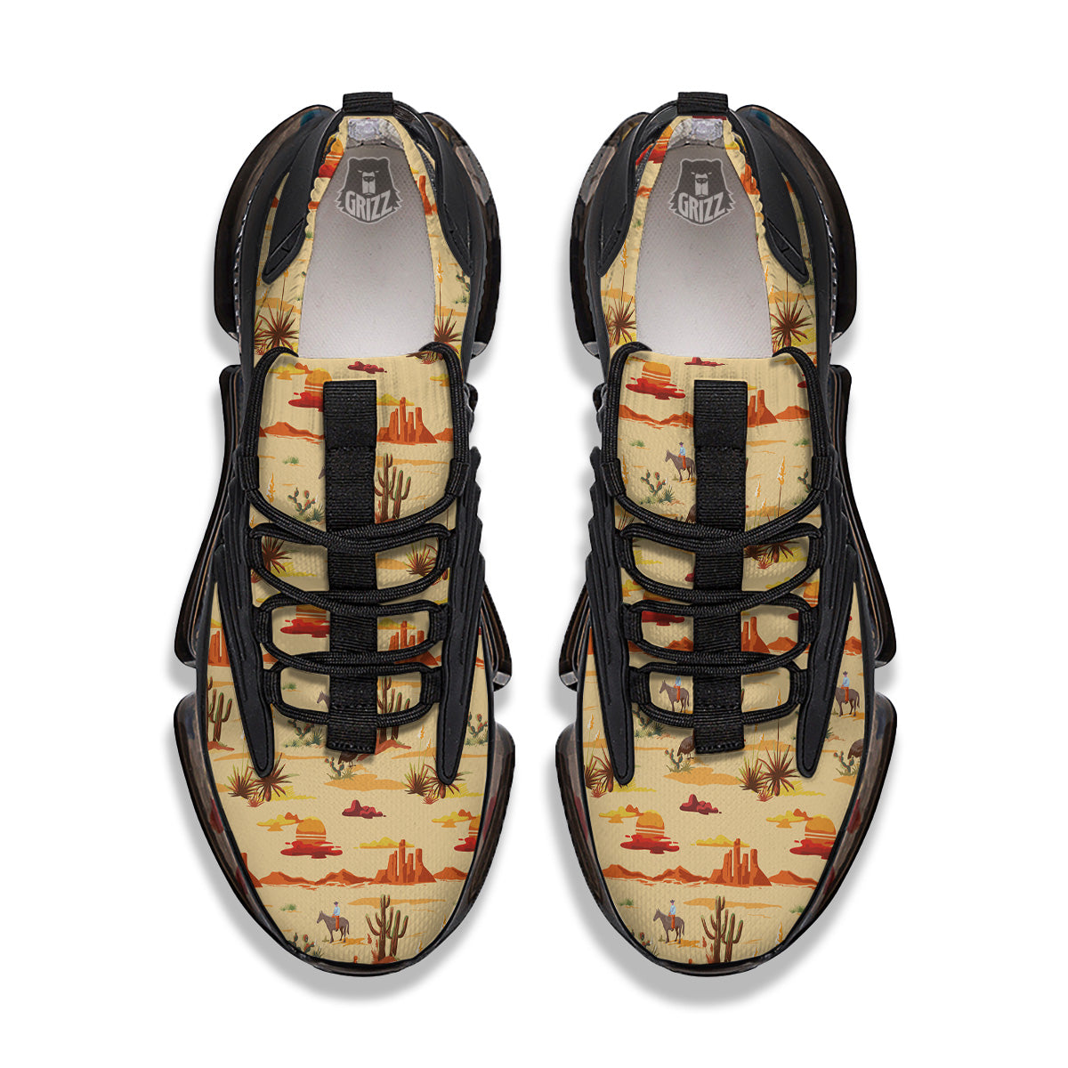 Vintage Cowboy Print Pattern Black Gym Shoes-grizzshop