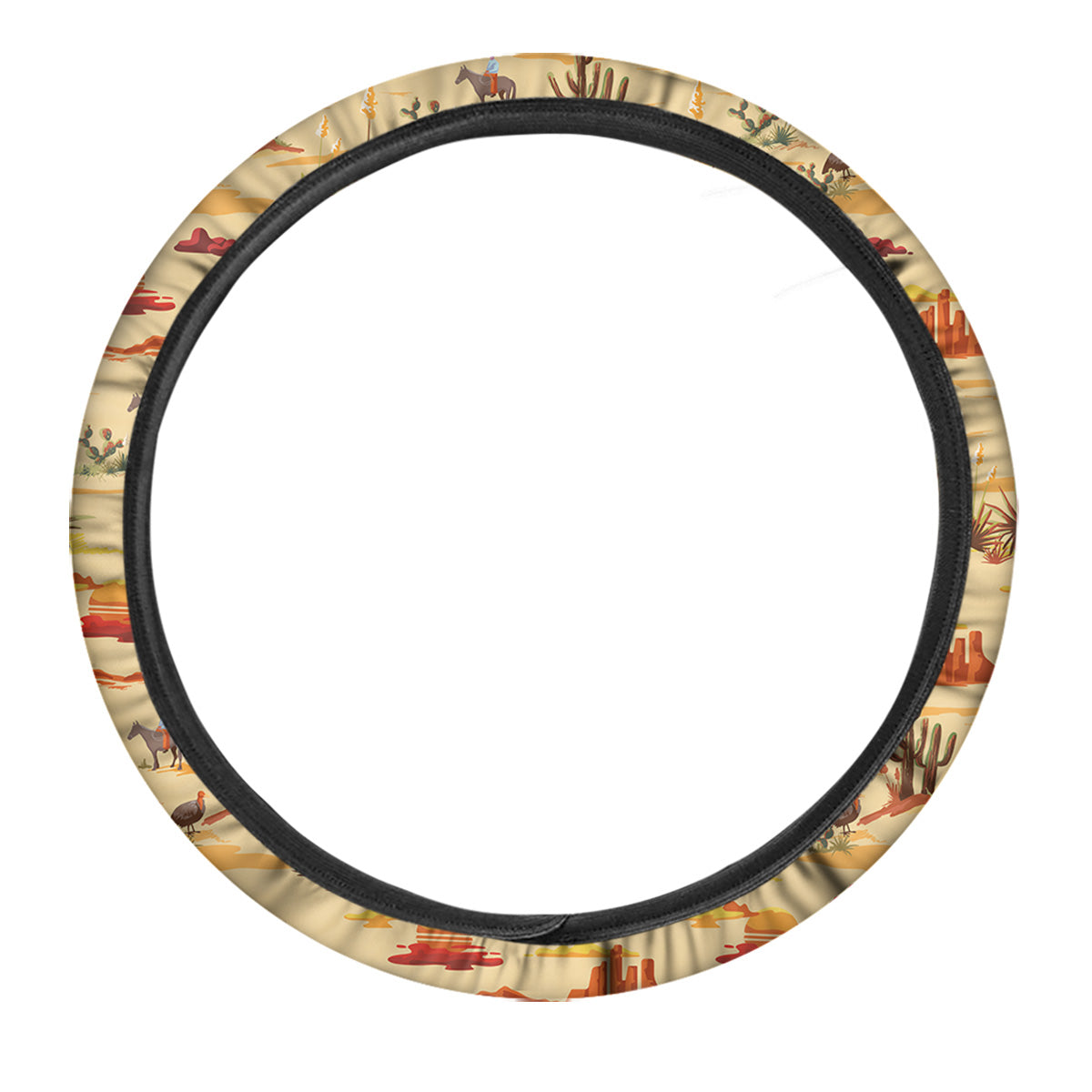 Vintage Cowboy Print Pattern Car Steering Wheel Cover-grizzshop