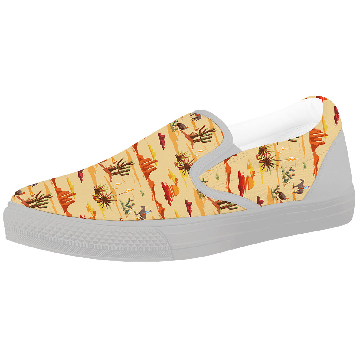 Vintage Cowboy Print Pattern White Slip On Shoes-grizzshop