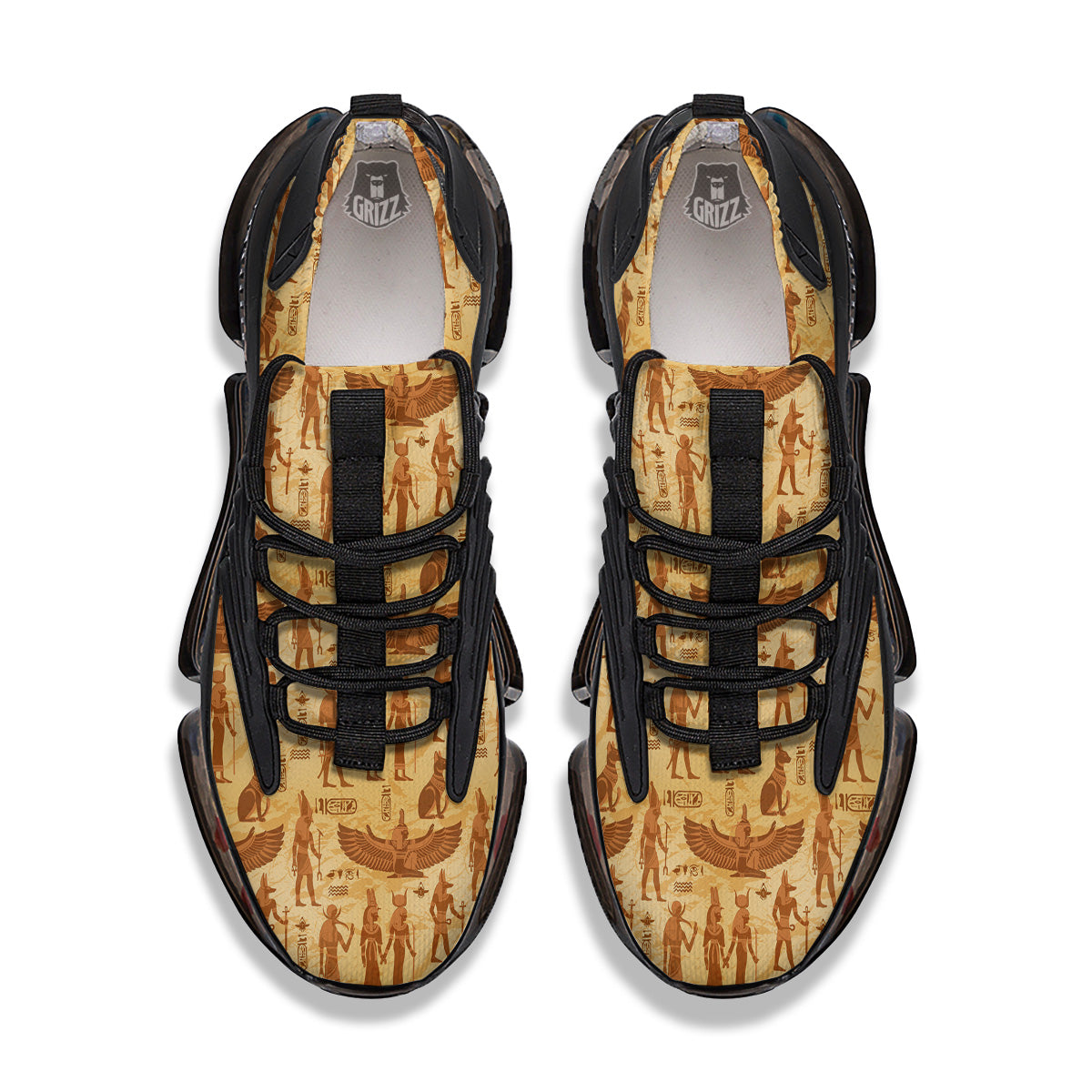Vintage Egypt Papyrus Ancient Print Pattern Black Gym Shoes-grizzshop