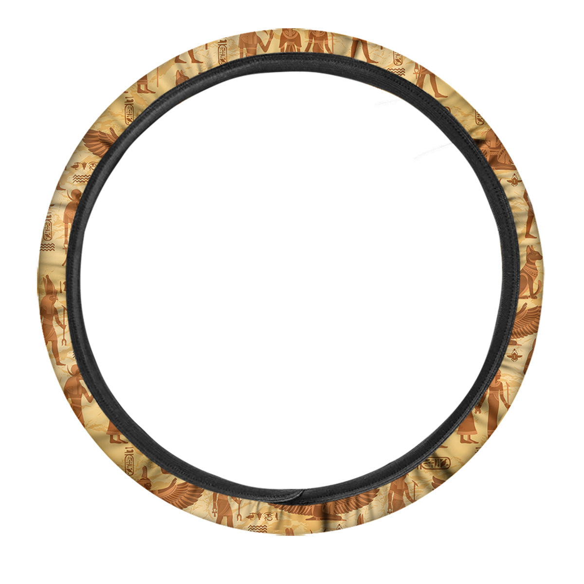 Vintage Egypt Papyrus Ancient Print Pattern Car Steering Wheel Cover-grizzshop