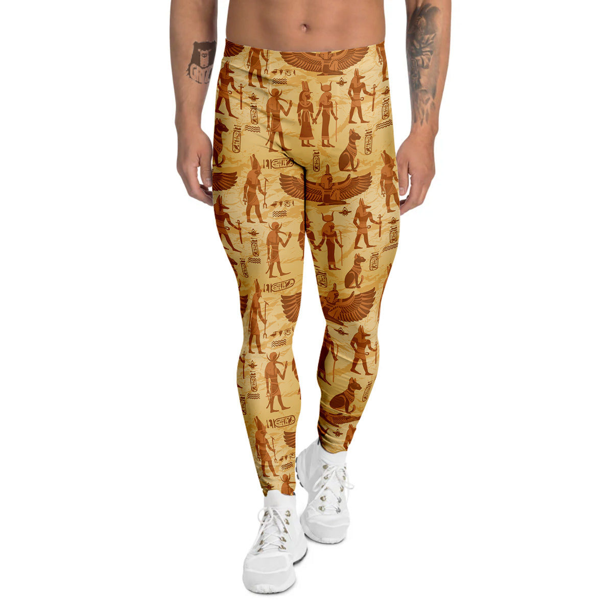 Vintage Egypt Papyrus Ancient Print Pattern Men's Leggings-grizzshop