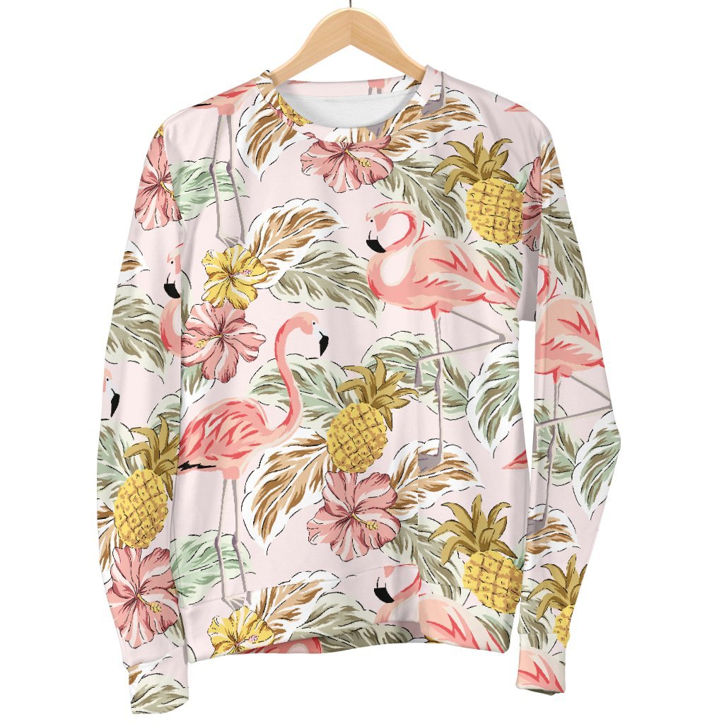 Vintage Flamingo Pink Pineapple Print Sweatshirt-grizzshop