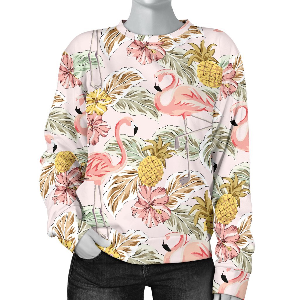Vintage Flamingo Pink Pineapple Print Sweatshirt-grizzshop