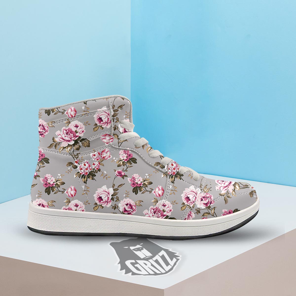 Vintage Floral Shabby Chic Print Pattern High Top Sneakers-grizzshop