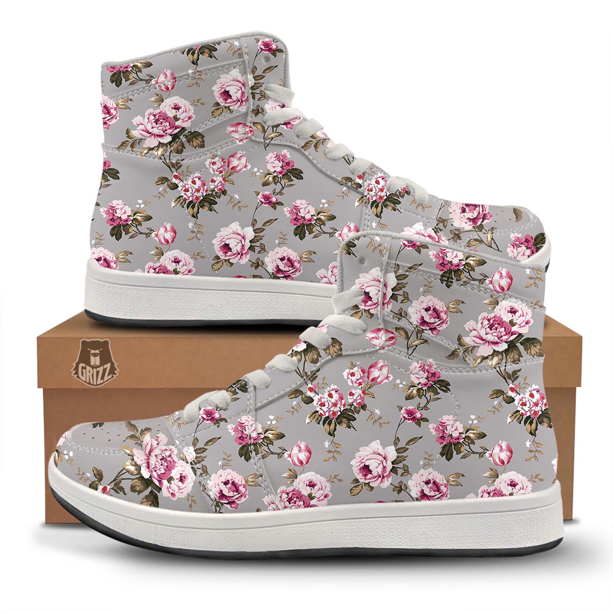 Vintage Floral Shabby Chic Print Pattern High Top Sneakers-grizzshop