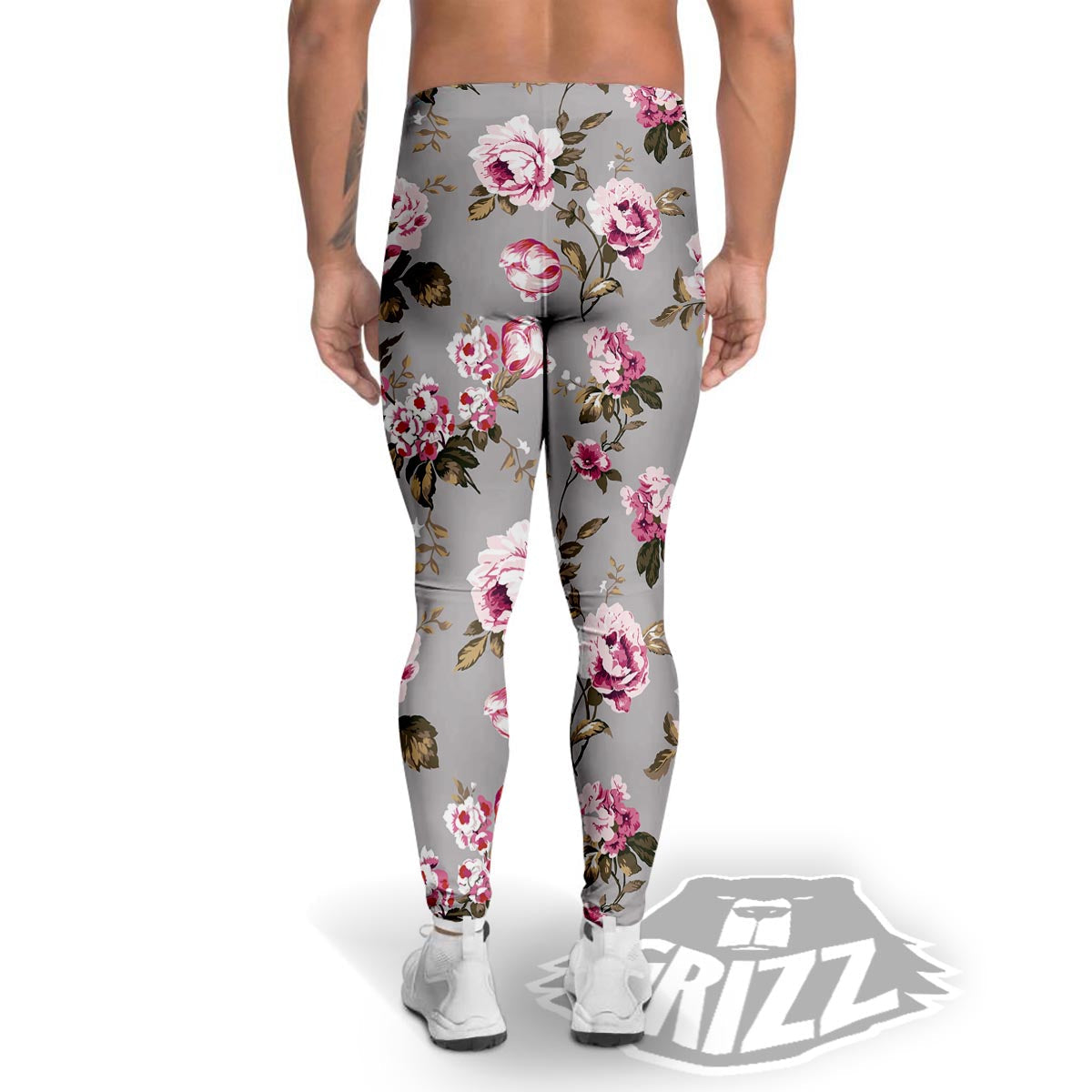 Vintage Floral Shabby Chic Print Pattern Men's Leggings-grizzshop
