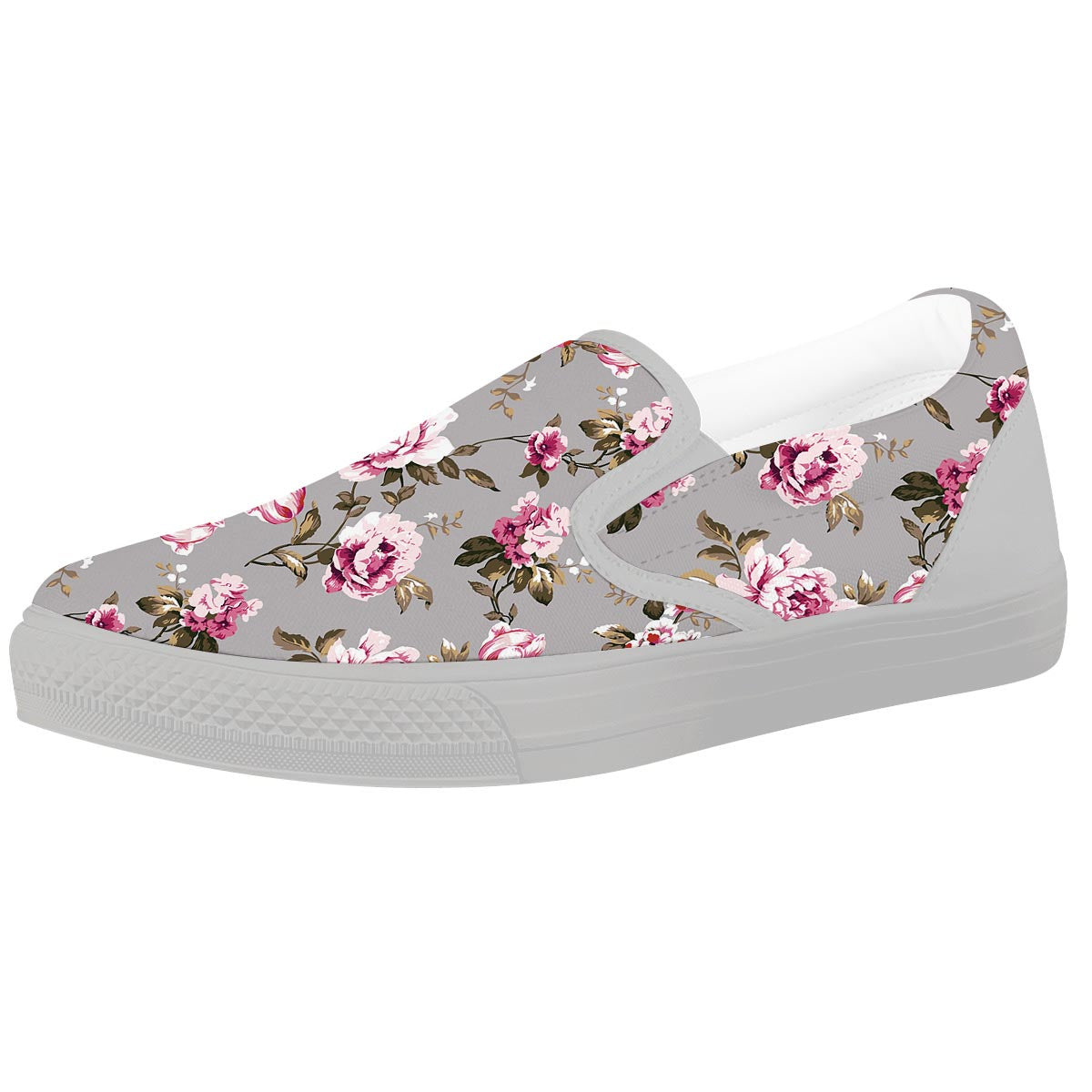 Vintage Floral Shabby Chic Print Pattern White Slip On Shoes-grizzshop