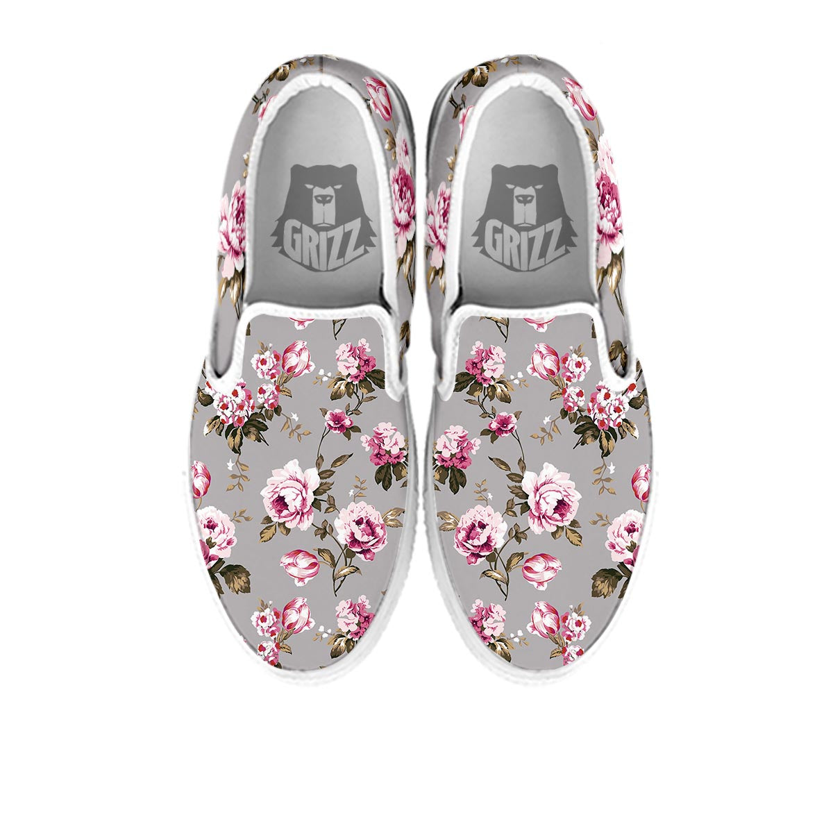 Vintage Floral Shabby Chic Print Pattern White Slip On Shoes-grizzshop