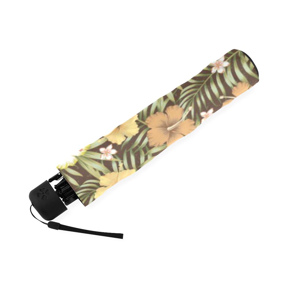 Vintage Hawaiian Floral Tropical Flower Hibiscus Palm Leaves Pattern Print Foldable Umbrella-grizzshop
