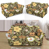 Vintage Hawaiian Floral Tropical Flower Hibiscus Palm Leaves Pattern Print Loveseat Cover-grizzshop