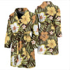 Vintage Hawaiian Floral Tropical Flower Hibiscus Palm Leaves Pattern Print Men Long Robe-grizzshop