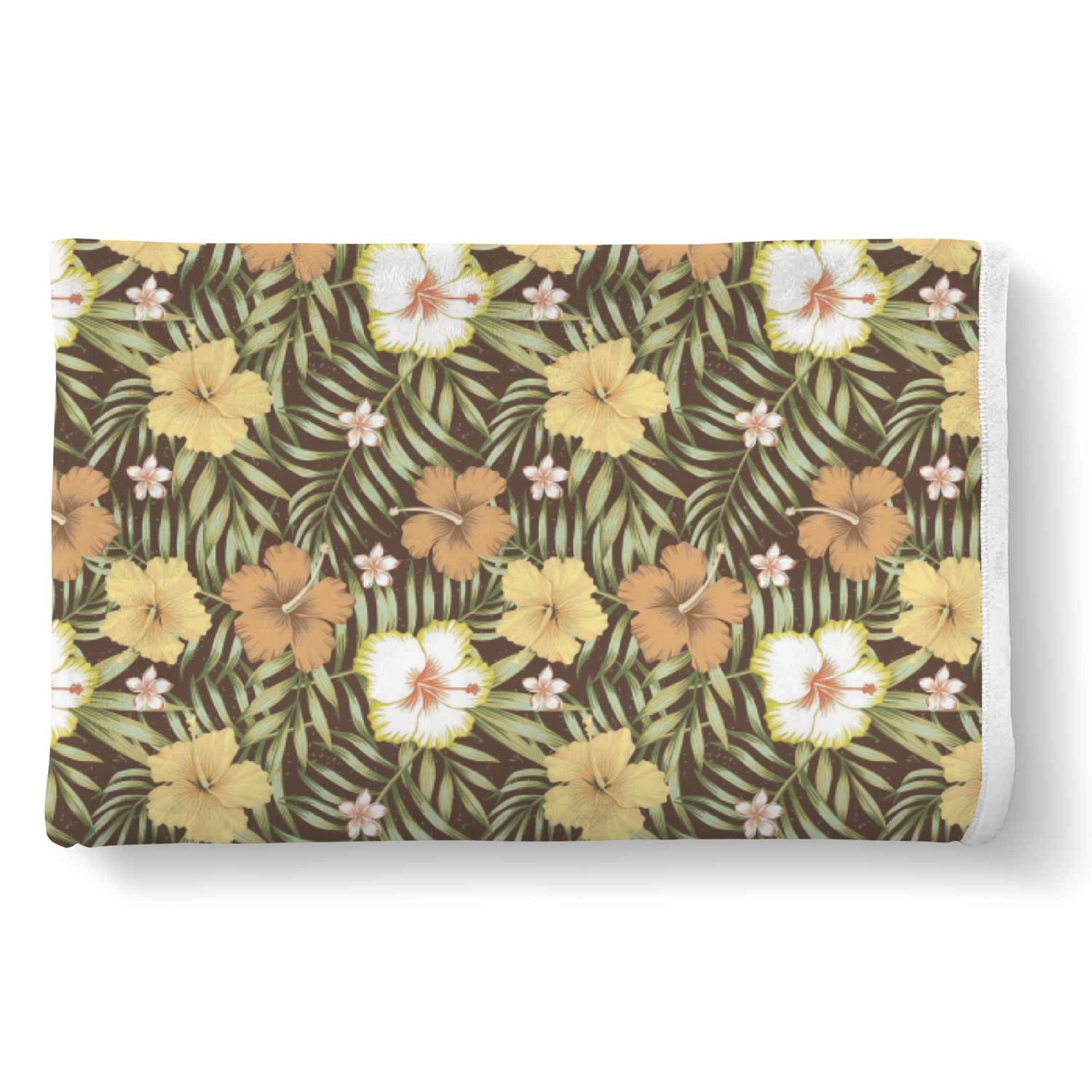 Vintage Hawaiian Floral Tropical Flower Hibiscus Palm Leaves Pattern Print Throw Blanket-grizzshop
