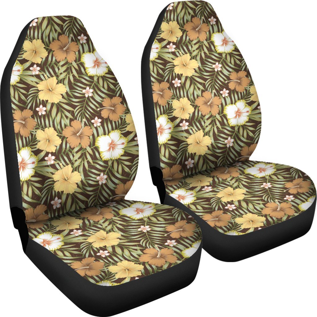 Vintage Hawaiian Floral Tropical Flower Hibiscus Palm Leaves Pattern Print Universal Fit Car Seat Cover-grizzshop